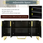 Madia Credenza da 60 Pollici con 4 Ante, Armadio Moderno da Cucina con Gambe in Metallo per Sala da Pranzo, Soggiorno, Ingresso
