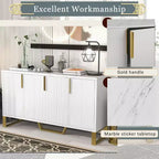 Madia Credenza da 60 Pollici con 4 Ante, Armadio Moderno da Cucina con Gambe in Metallo per Sala da Pranzo, Soggiorno, Ingresso