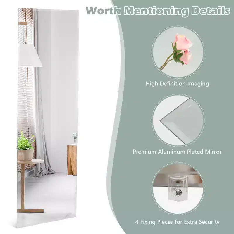 43 x 15 Inch Wall-Mounted Frameless Mirror – Hang Vertically or Horizontally