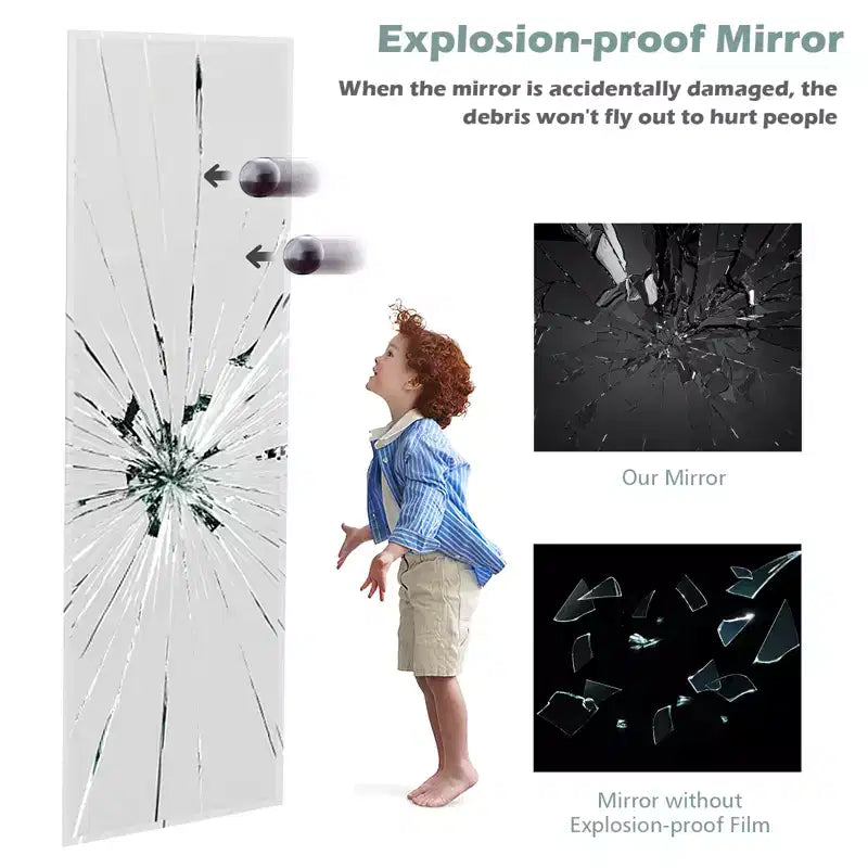 43 x 15 Inch Wall-Mounted Frameless Mirror – Hang Vertically or Horizontally
