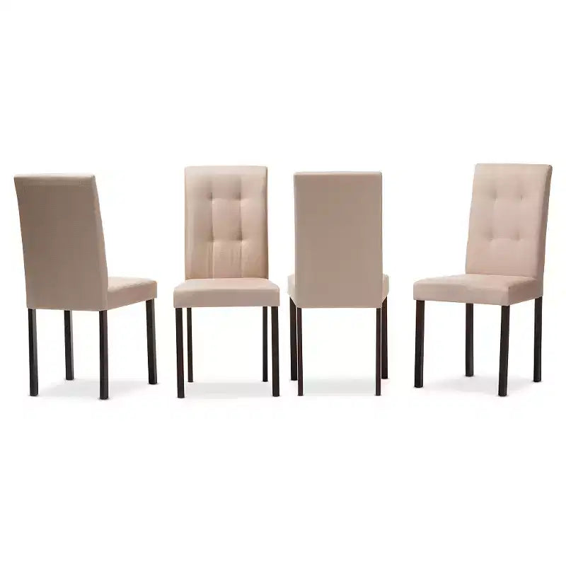 5-Piece Modern Grid-Tufted Fabric Upholstered Dining Set