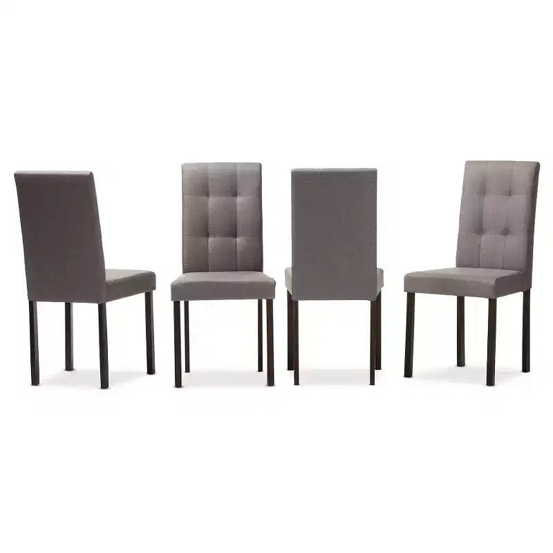 5-Piece Modern Grid-Tufted Fabric Upholstered Dining Set