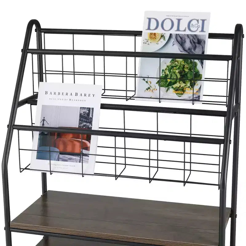 Small Freestanding Metal Frame Bookshelf for Small Spaces