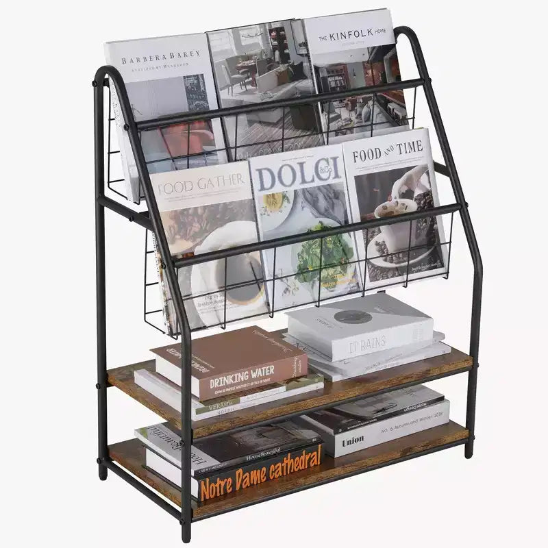 Small Freestanding Metal Frame Bookshelf for Small Spaces
