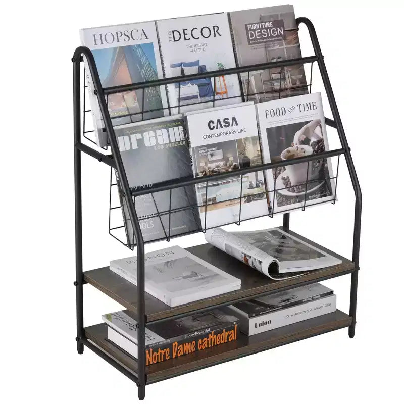 Small Freestanding Metal Frame Bookshelf for Small Spaces