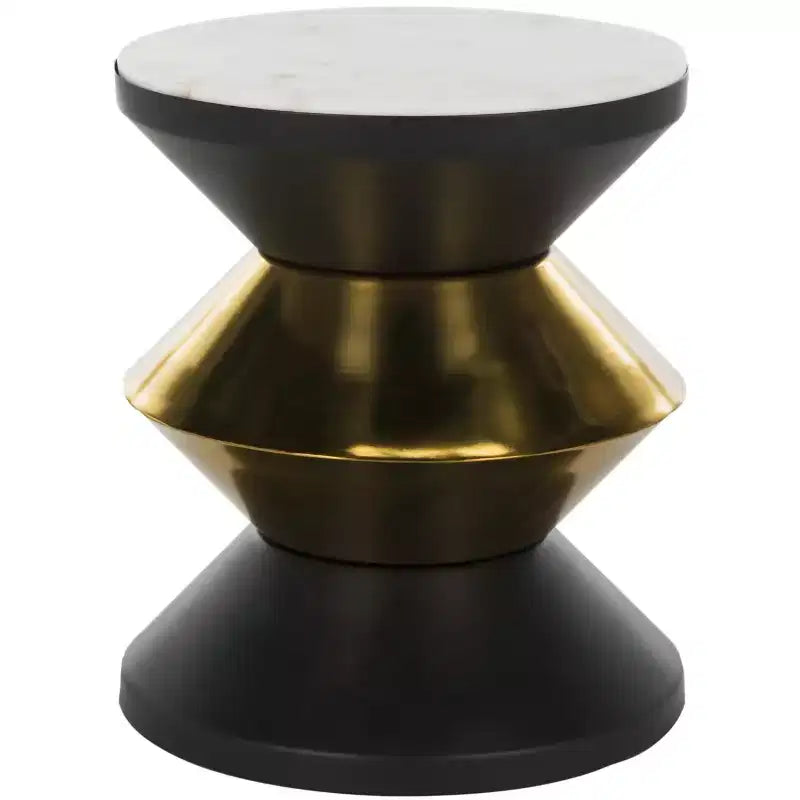 Azizi Stone Top Side Table - ACC3202A - Black/Gold - Safavieh