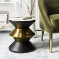 Black & Gold Stone Top Accent Side Table – Modern Sculptural Design