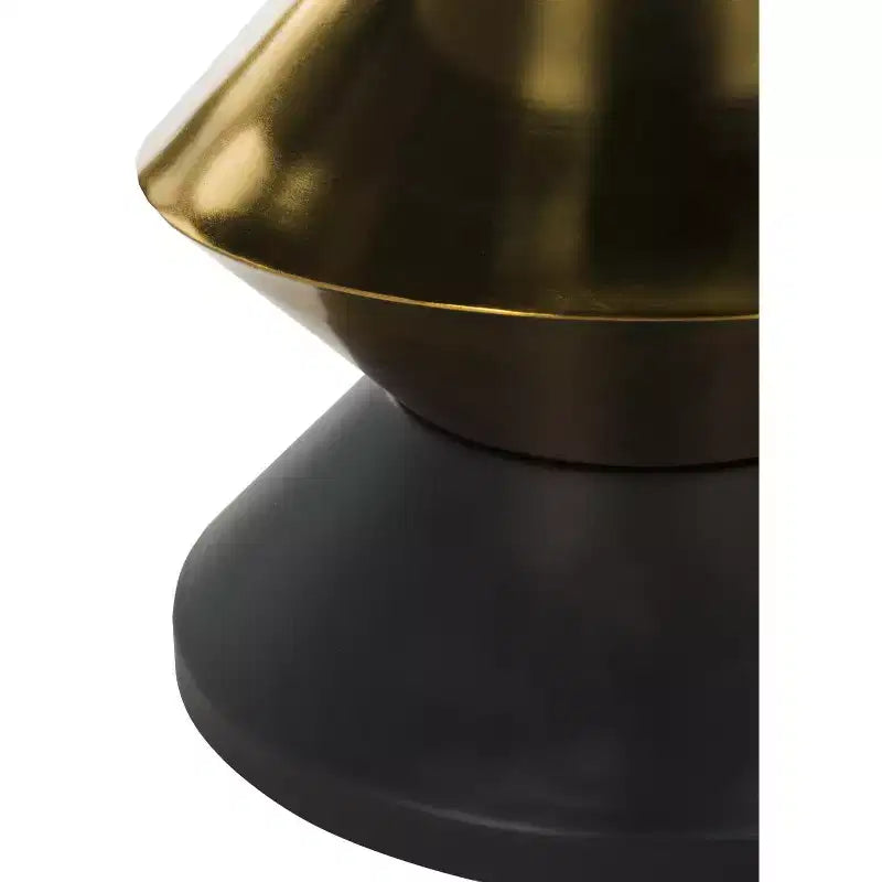 Black & Gold Stone Top Accent Side Table – Modern Sculptural Design