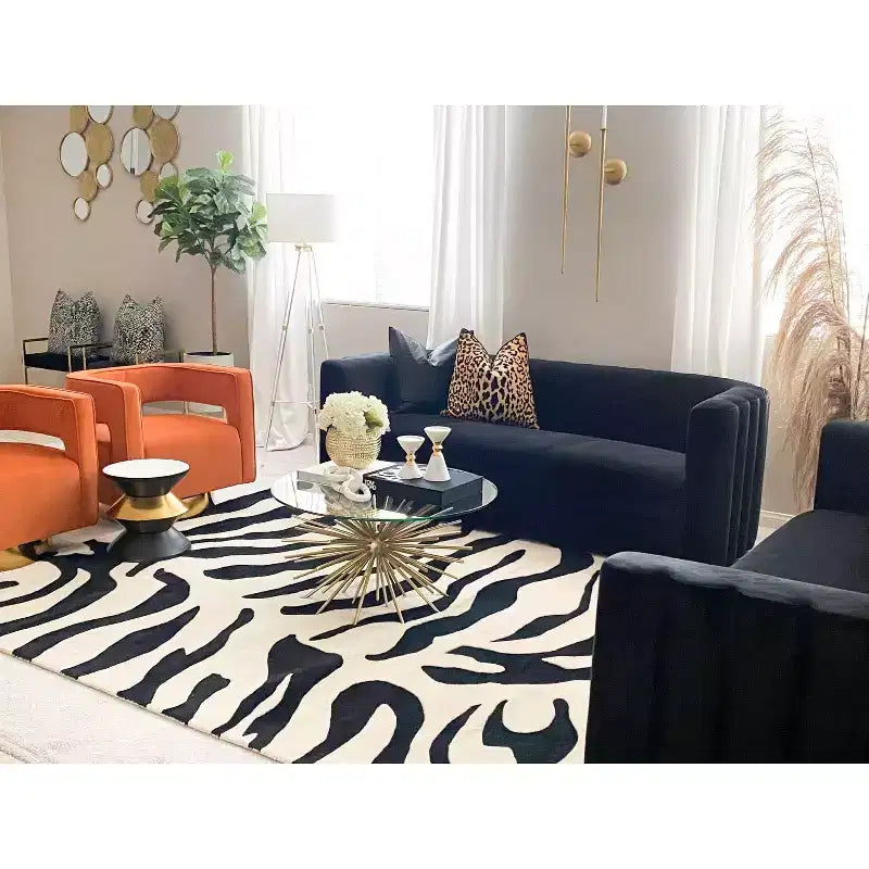 Black & Gold Stone Top Accent Side Table – Modern Sculptural Design