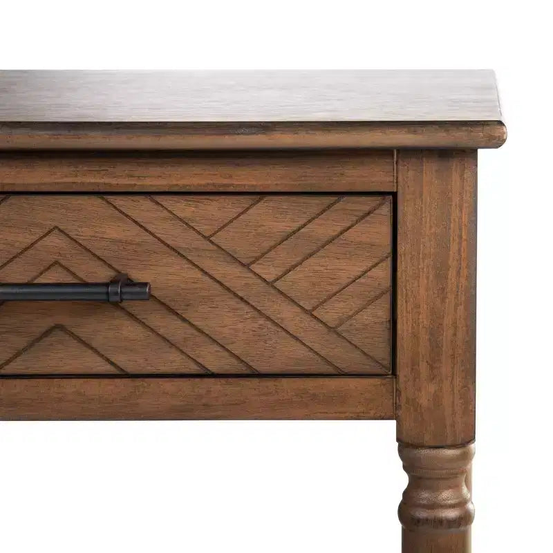 1-Drawer Classic Accent Side Table – Turned Legs & Carved Wood Detail