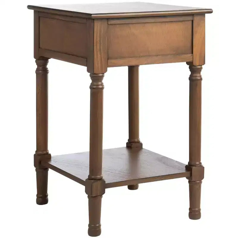 1-Drawer Classic Accent Side Table – Turned Legs & Carved Wood Detail