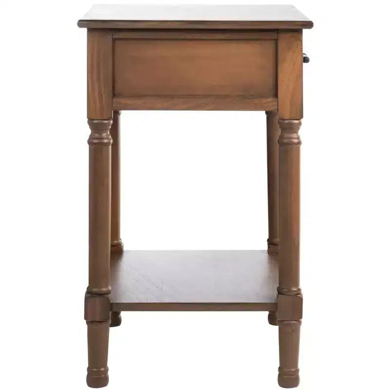 1-Drawer Classic Accent Side Table – Turned Legs & Carved Wood Detail