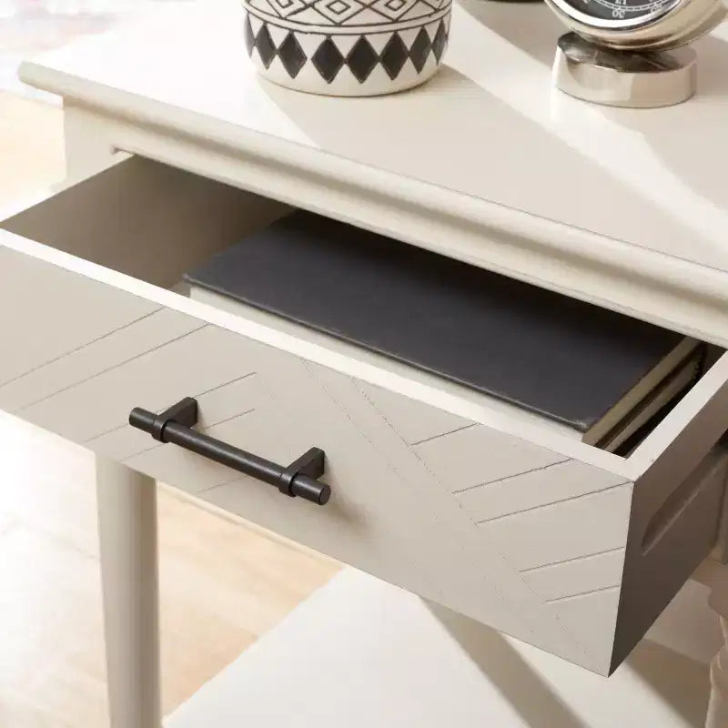1-Drawer Classic Accent Side Table – Turned Legs & Carved Wood Detail