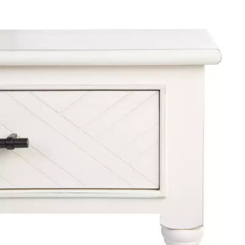 1-Drawer Classic Accent Side Table – Turned Legs & Carved Wood Detail