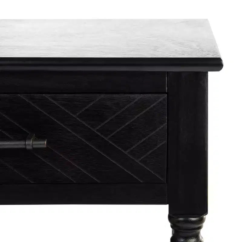 1-Drawer Classic Accent Side Table – Turned Legs & Carved Wood Detail