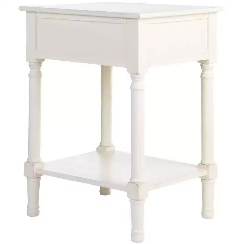1-Drawer Classic Accent Side Table – Turned Legs & Carved Wood Detail