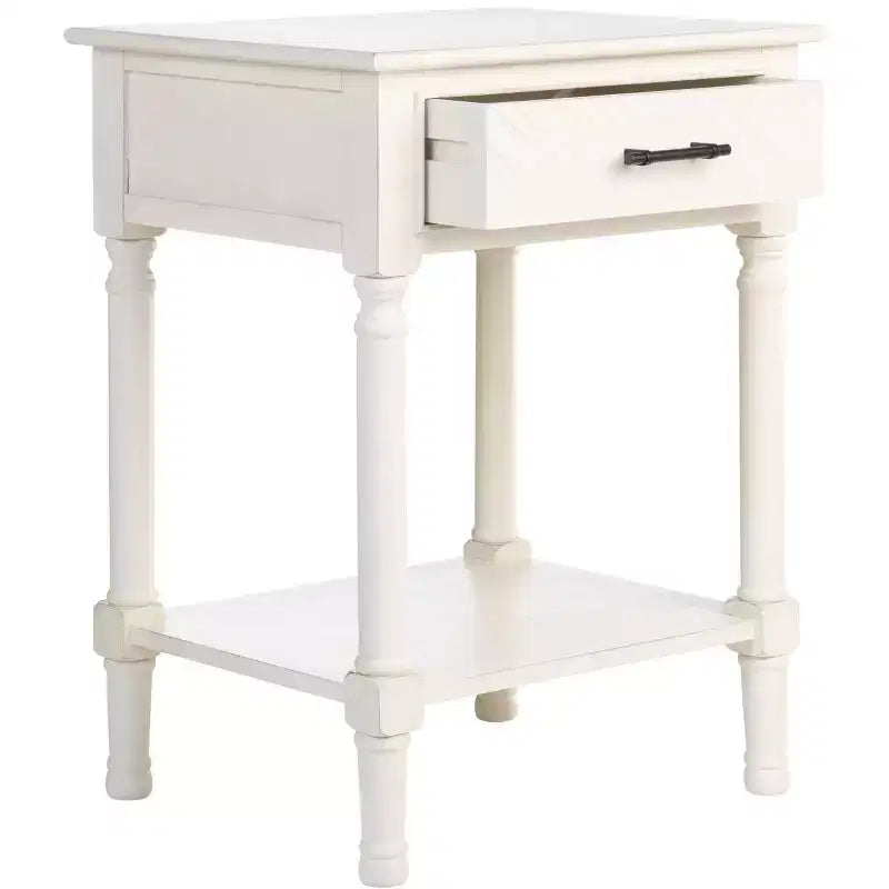 1-Drawer Classic Accent Side Table – Turned Legs & Carved Wood Detail