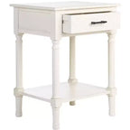 Tavolino d'appoggio classico con 1 cassetto - Gambe tornite e dettagli in legno intagliato