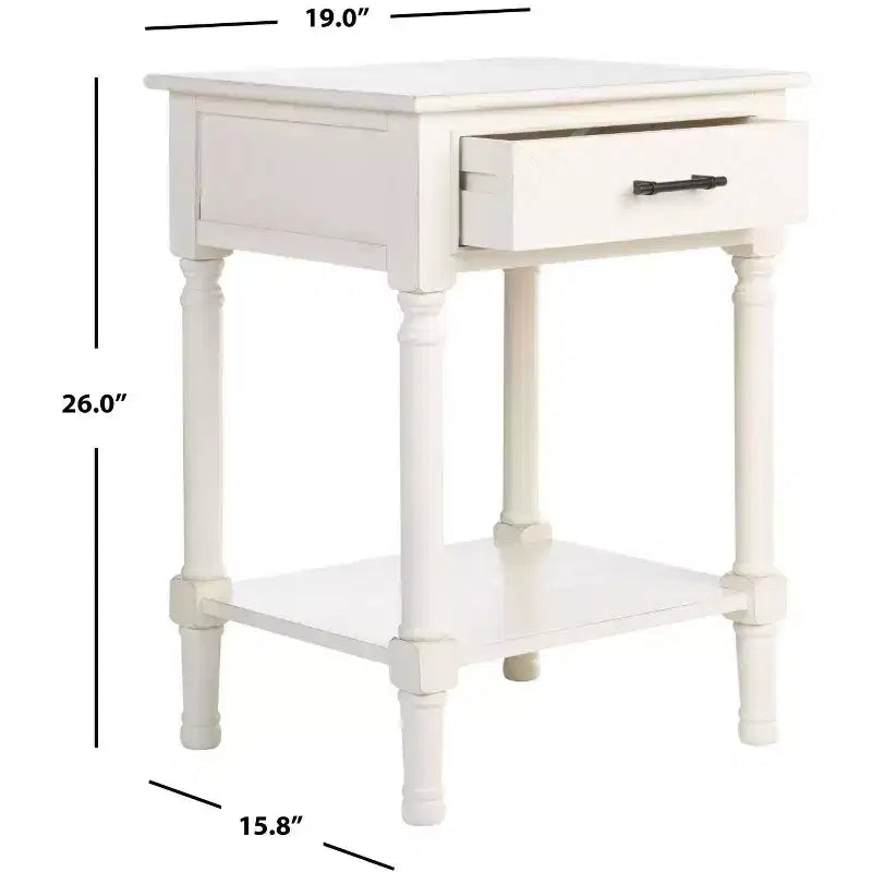 1-Drawer Classic Accent Side Table – Turned Legs & Carved Wood Detail