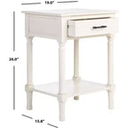 Tavolino d'appoggio classico con 1 cassetto - Gambe tornite e dettagli in legno intagliato