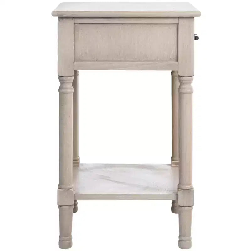 1-Drawer Classic Accent Side Table – Turned Legs & Carved Wood Detail