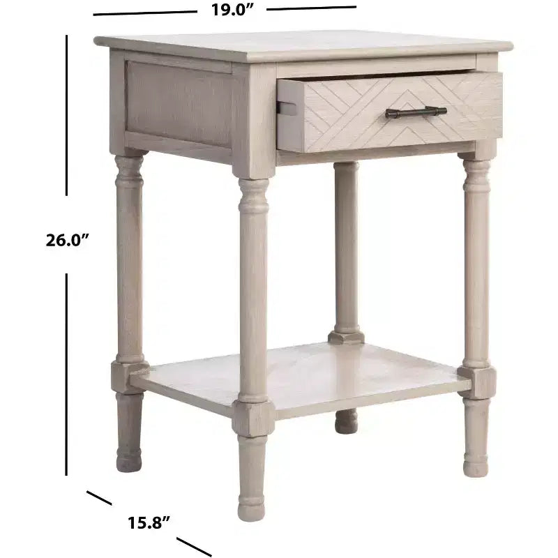 1-Drawer Classic Accent Side Table – Turned Legs & Carved Wood Detail