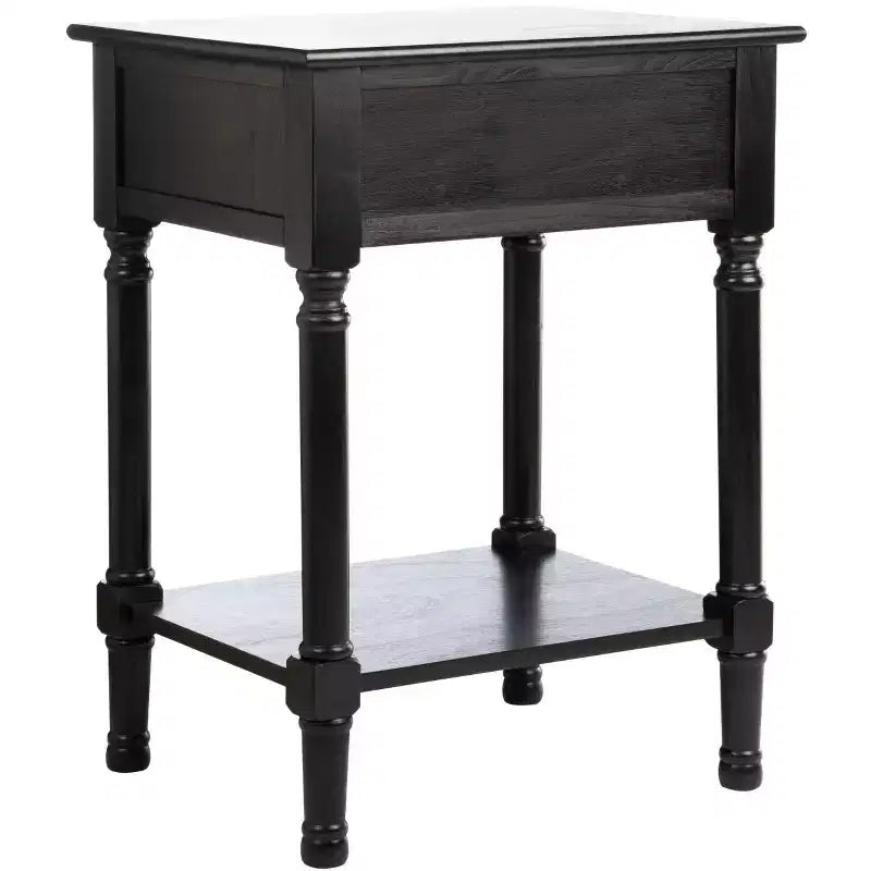 1-Drawer Classic Accent Side Table – Turned Legs & Carved Wood Detail
