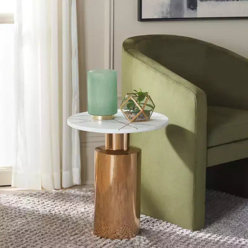 Copper Marble Side Table – Sleek Modern Accent Table