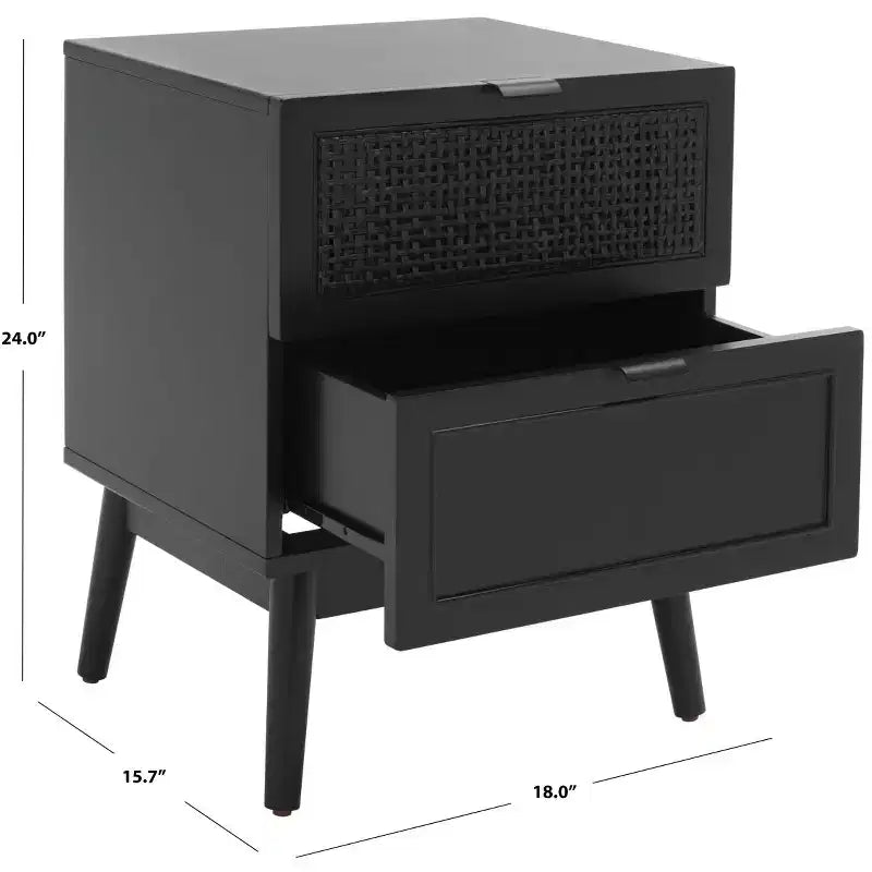2-Drawer Rattan Nightstand – Mid-Century Coastal Style