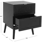 Comodino a 2 cassetti in rattan – Stile costiero di metà secolo