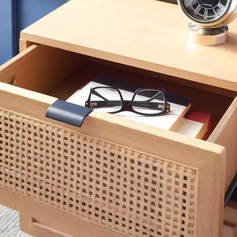 2-Drawer Rattan Nightstand – Mid-Century Coastal Style