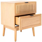 Comodino a 2 cassetti in rattan – Stile costiero di metà secolo