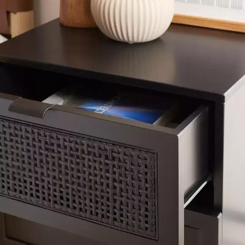 2-Drawer Rattan Nightstand – Mid-Century Coastal Style