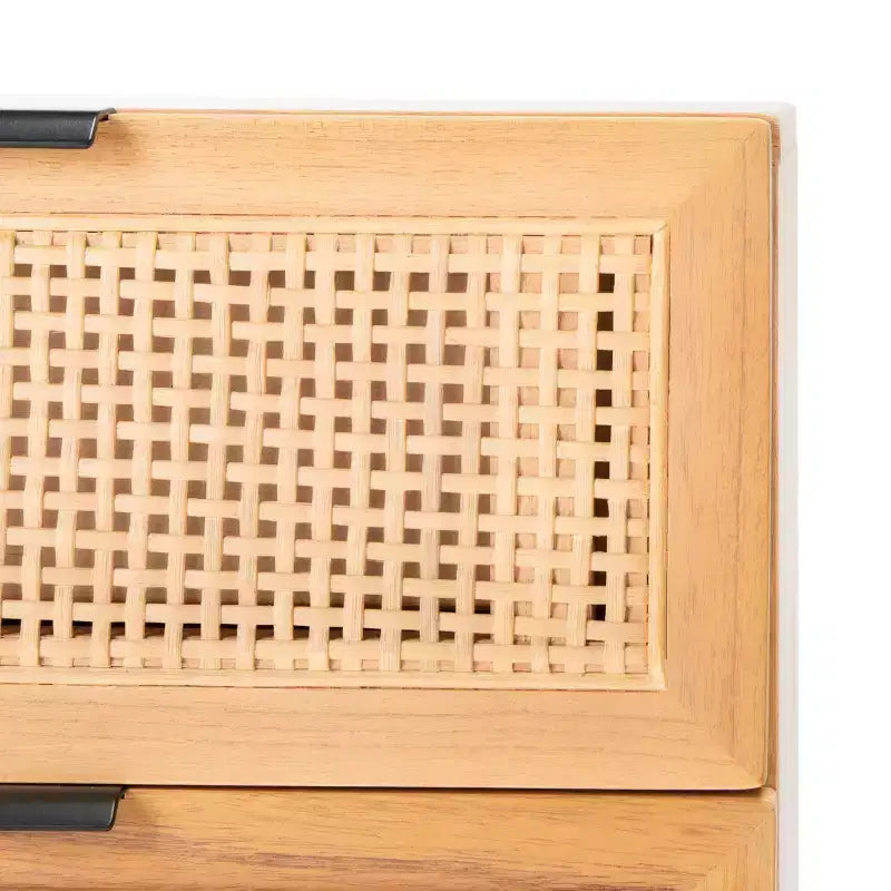 2-Drawer Rattan Nightstand – Mid-Century Coastal Style