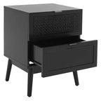 Comodino a 2 cassetti in rattan – Stile costiero di metà secolo