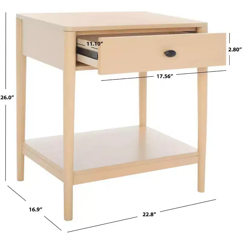1-Drawer Whitewash Nightstand – Classic Timeless Bedroom Style