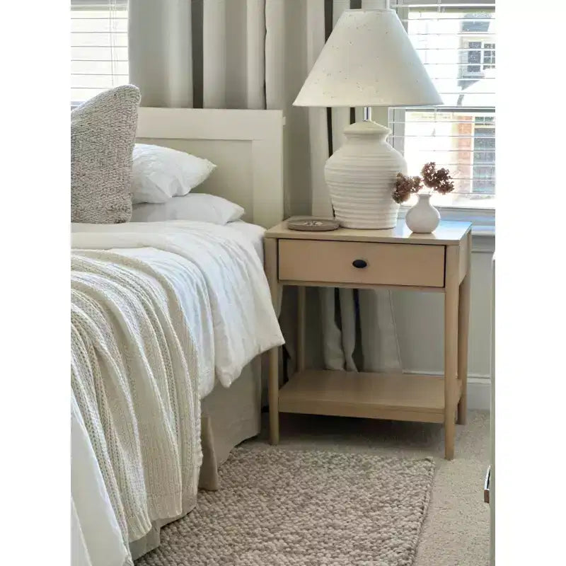 1-Drawer Whitewash Nightstand – Classic Timeless Bedroom Style