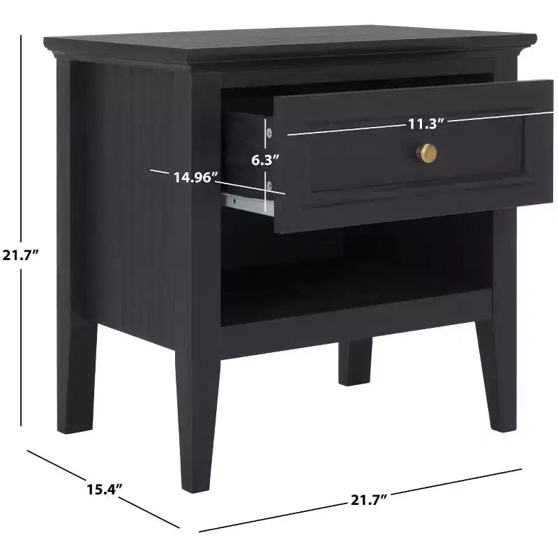 1-Drawer 1-Shelf Nightstand – Warm Wood Grain Finish, Timeless Elegance
