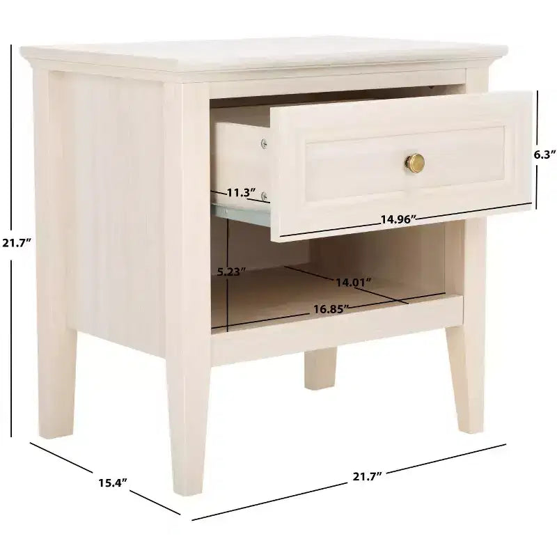1-Drawer 1-Shelf Nightstand – Warm Wood Grain Finish, Timeless Elegance