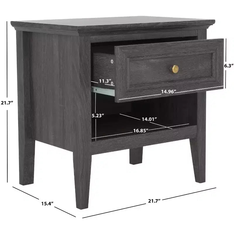 1-Drawer 1-Shelf Nightstand – Warm Wood Grain Finish, Timeless Elegance