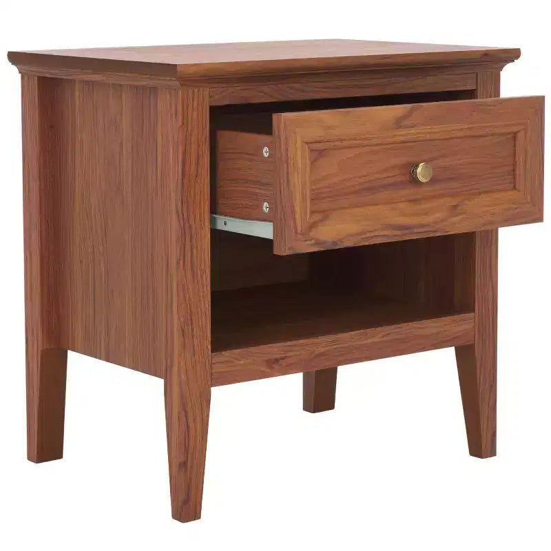 1-Drawer 1-Shelf Nightstand – Warm Wood Grain Finish, Timeless Elegance