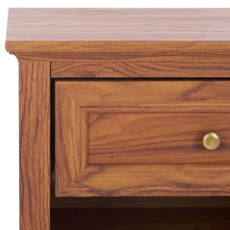 1-Drawer 1-Shelf Nightstand – Warm Wood Grain Finish, Timeless Elegance