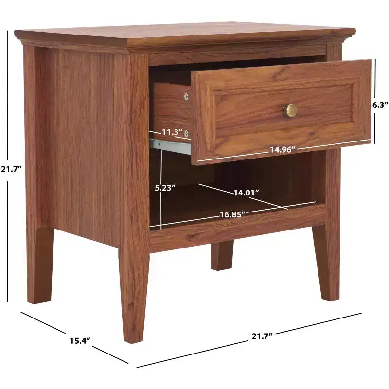 1-Drawer 1-Shelf Nightstand – Warm Wood Grain Finish, Timeless Elegance