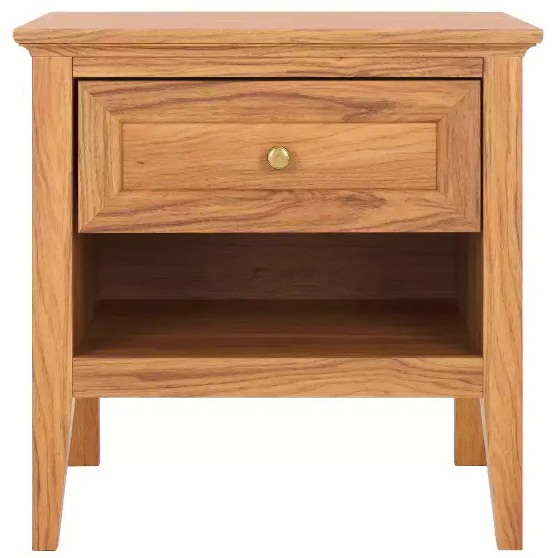 1-Drawer 1-Shelf Nightstand – Warm Wood Grain Finish, Timeless Elegance