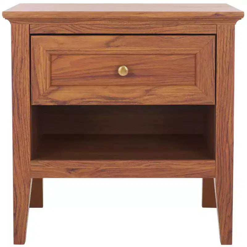 1-Drawer 1-Shelf Nightstand – Warm Wood Grain Finish, Timeless Elegance