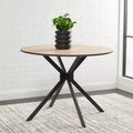 Tavolo da pranzo bistrot Mid-Century Modern – Piano in legno naturale e base inclinata nera