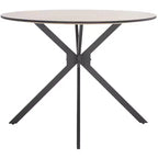 Tavolo da pranzo bistrot Mid-Century Modern – Piano in legno naturale e base inclinata nera
