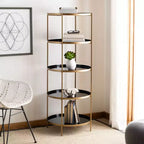 Libreria a 5 ripiani rotonda Etagere – Finitura smalto bianco e ottone