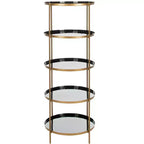 Libreria a 5 ripiani rotonda Etagere – Finitura smalto bianco e ottone