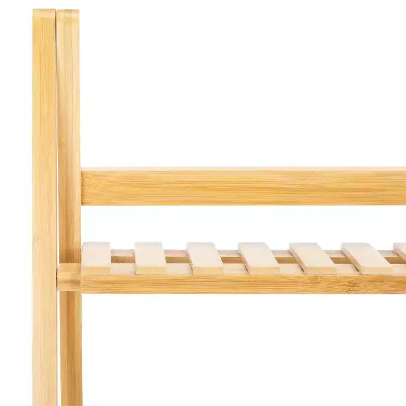 4-Tier Bamboo Ladder Bookshelf – Natural Finish, Open Back